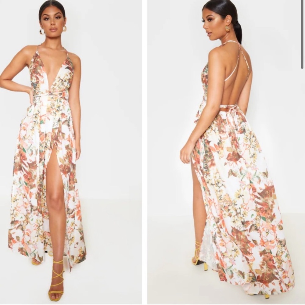 PRETTY LITTLE THING floral chiffon maxi dress